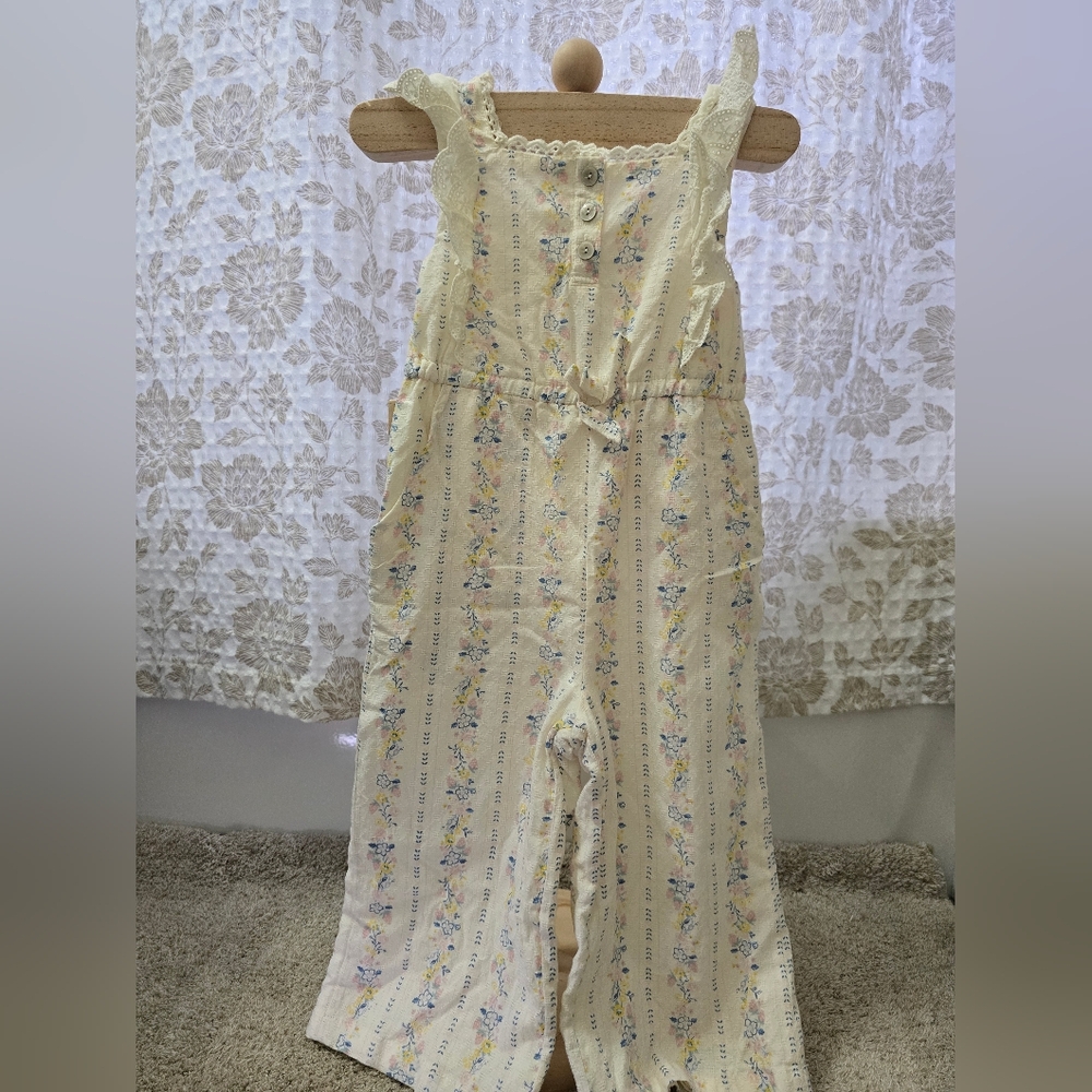 Tommy Bahama Yellow Floral Sleeveless Jumpsuit